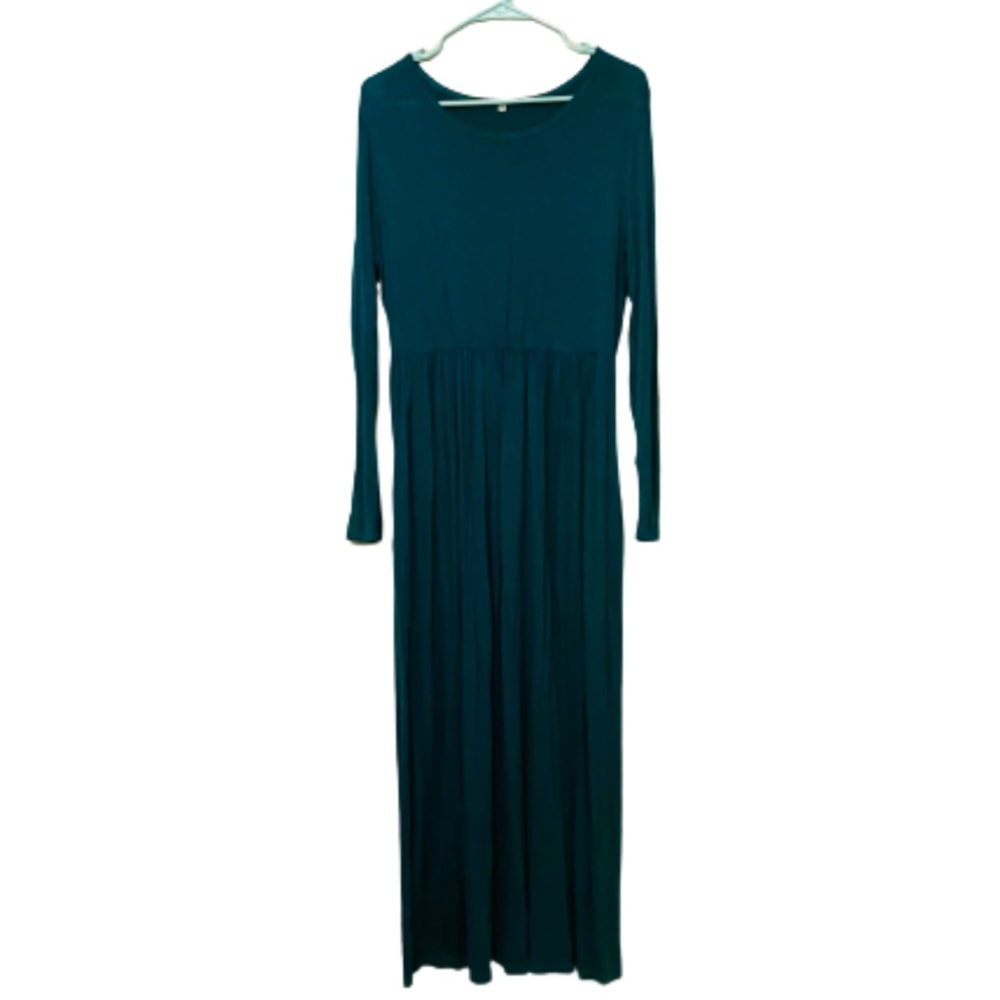 Long sleeve, Green, Maxi Dress